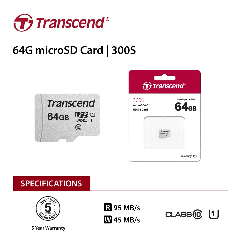 TRANSCEND 64GB UHS-I U1 MicroSD without Adapter