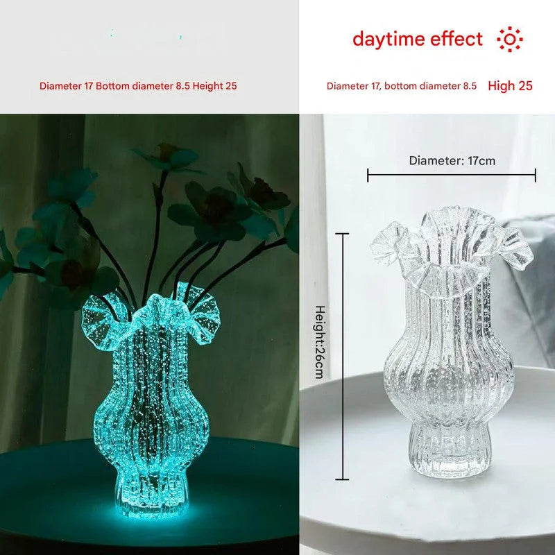 Transparent Elegant Glow-in-the-Dark Glass Vase