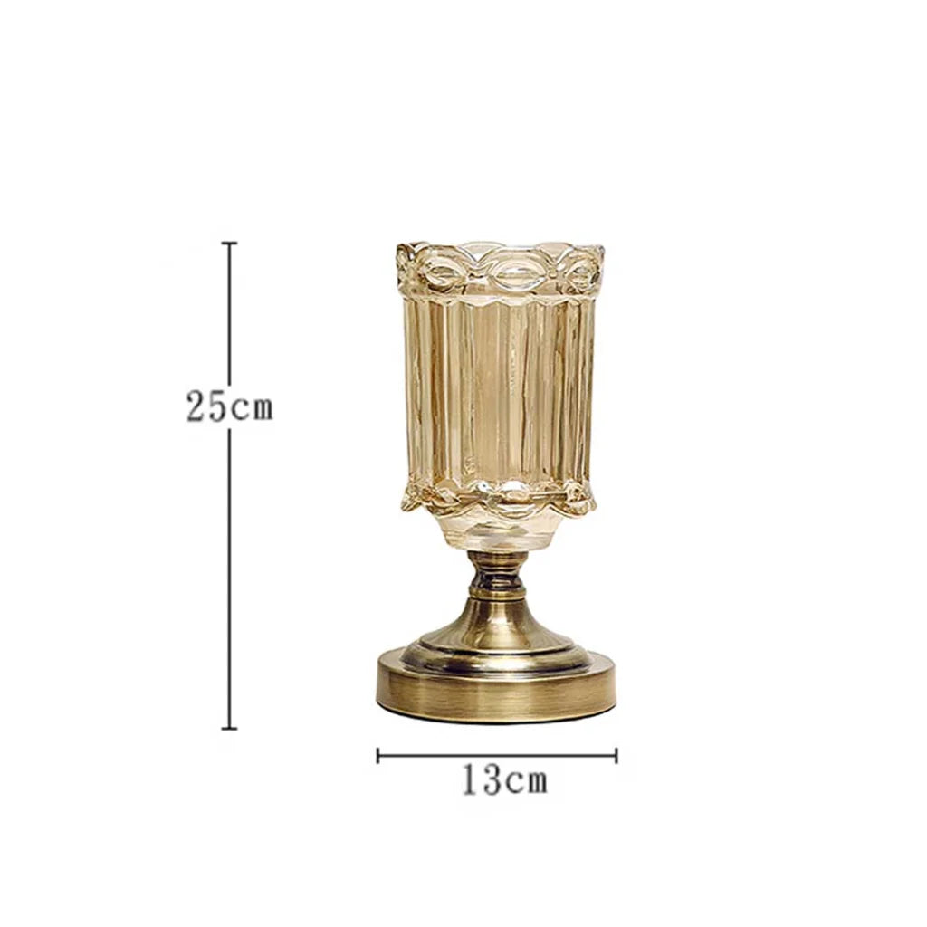 Transparent Glass Flower Vase 25cm with Metal Base Filler Vase - Premium