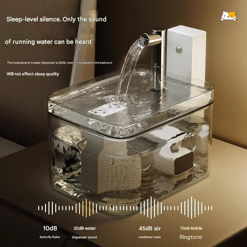 Transparent Wireless Sensor Pet Water Fountain - 1.5L