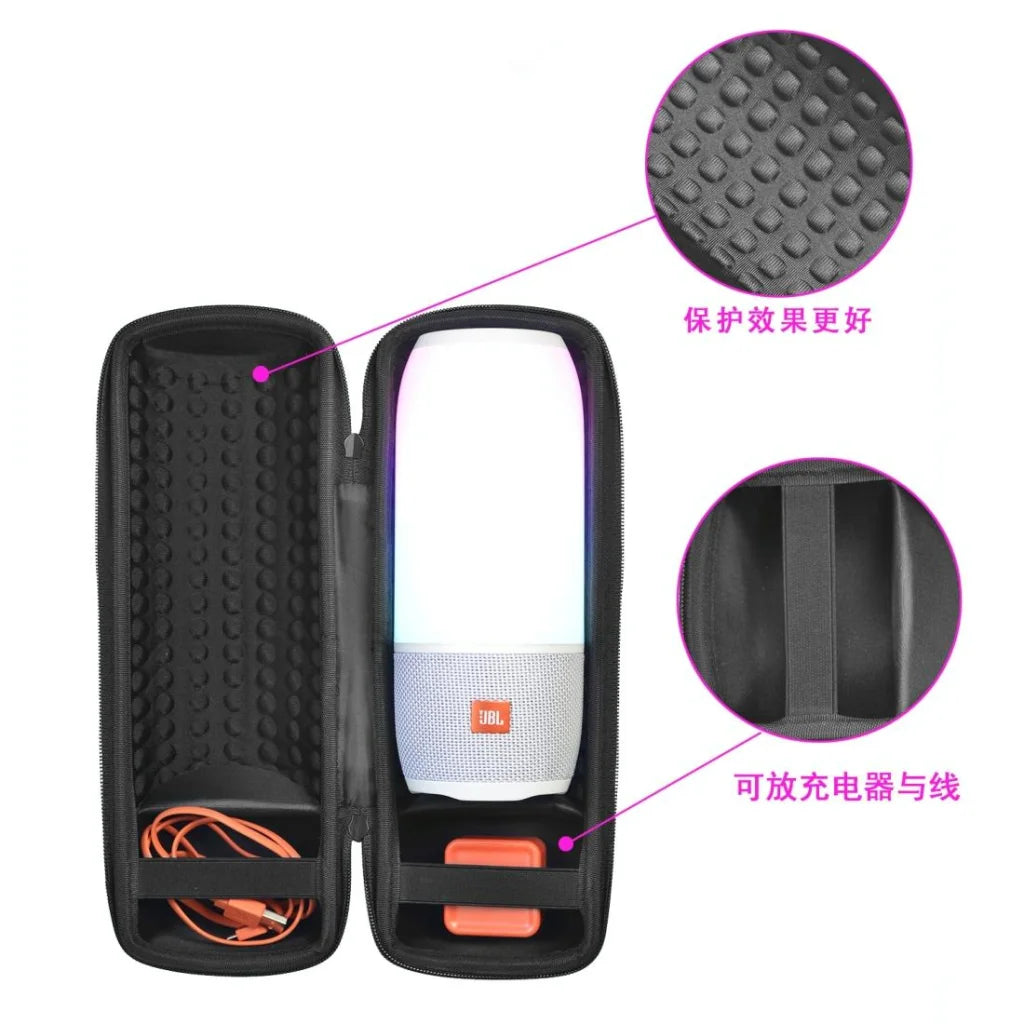 Travel Carry Case For Jbl Pulse / Charge Speakers - Black-1915197594439651332