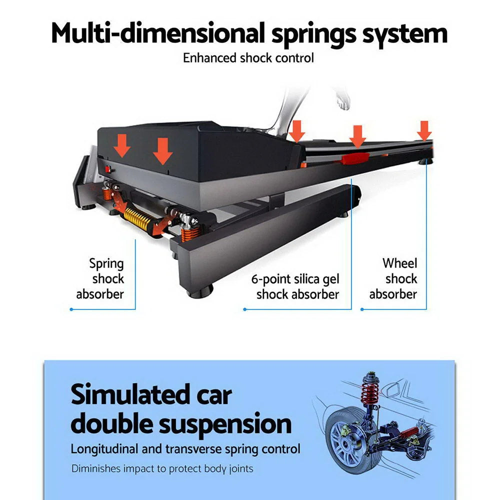 Treadmill 45cm Belt Incline Running Home Gym Fitness Black