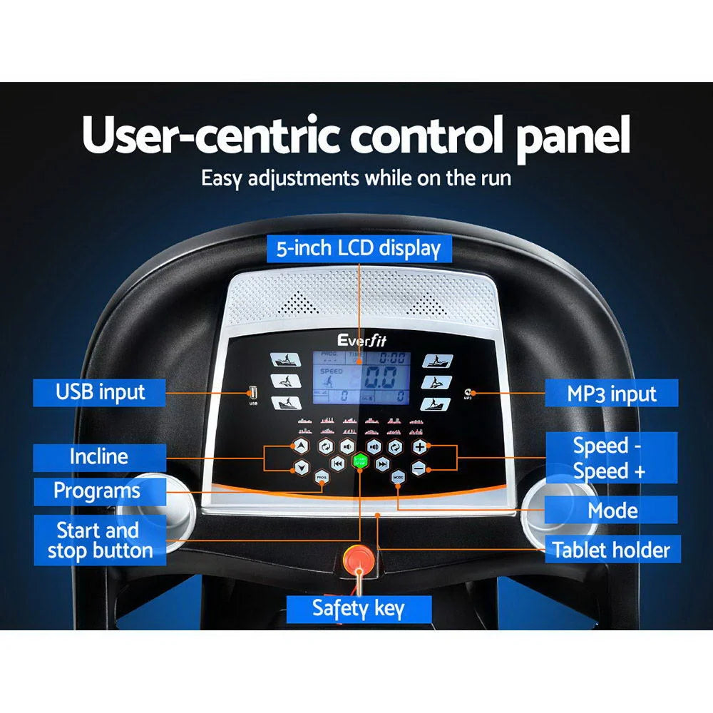 Treadmill 45cm Belt Incline Running Home Gym Fitness Black