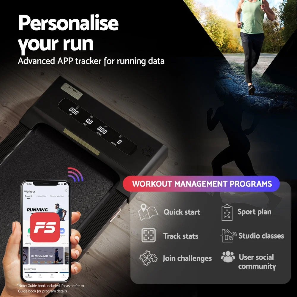 Treadmill Walking Pad Home Gym Office Fitness 380mm - Black