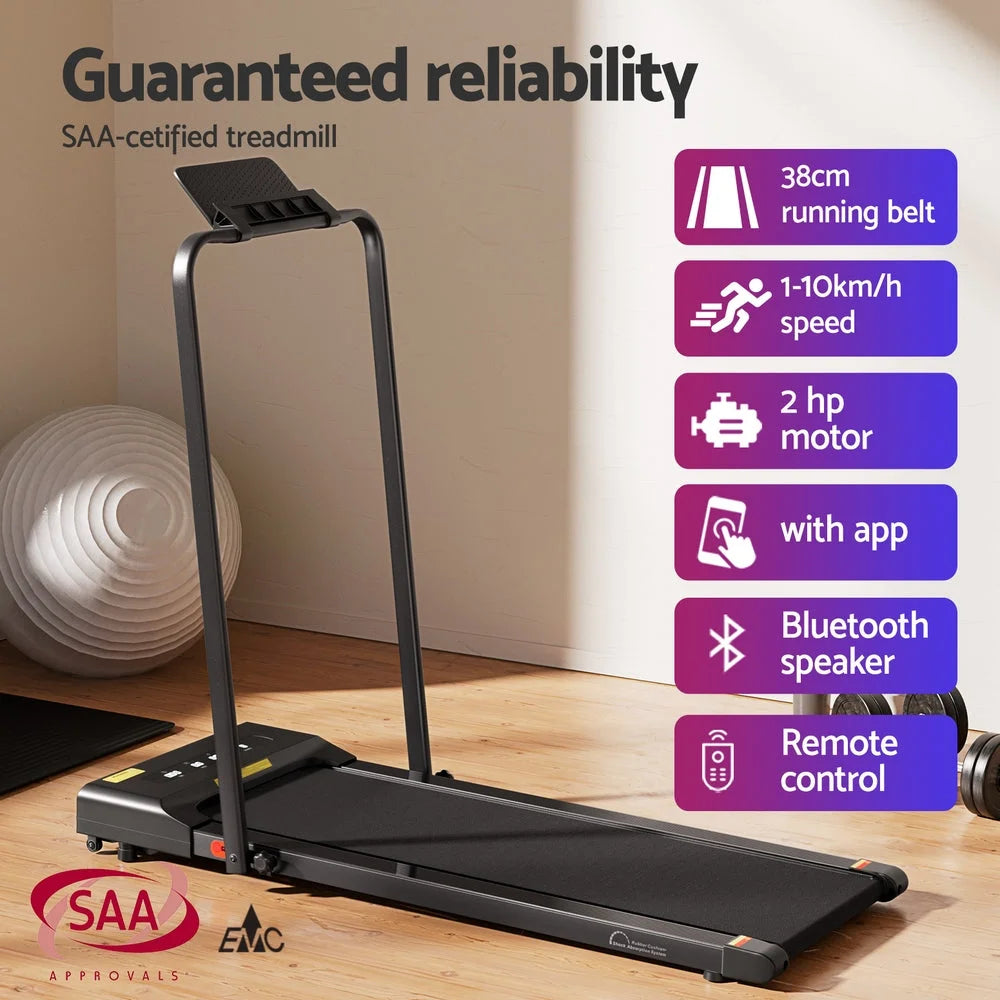 Treadmill Walking Pad Home Gym Office Fitness 380mm - Black