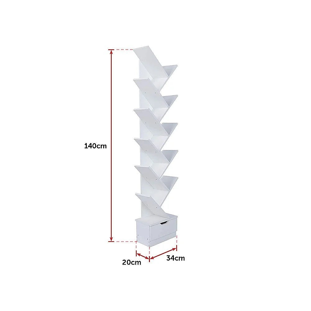Tree Bookshelf 12-Tier Multipurpose Book Organizer Bookcase