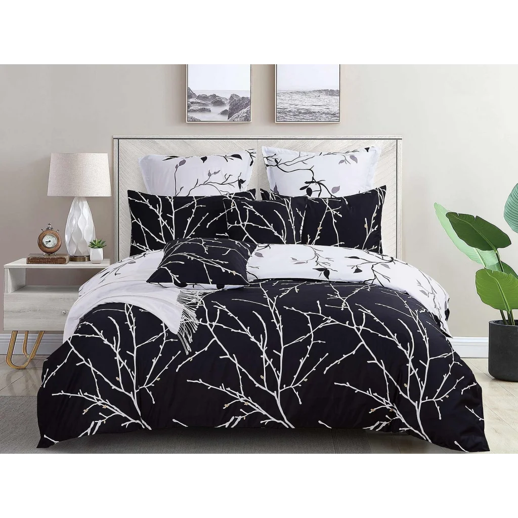 Tree Reversible White Duvet Quilt Cover Set King Size