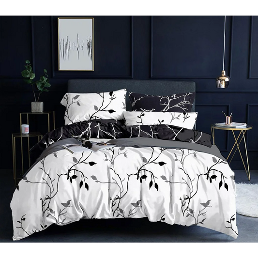 Tree Reversible White Duvet Quilt Cover Set Super King Size