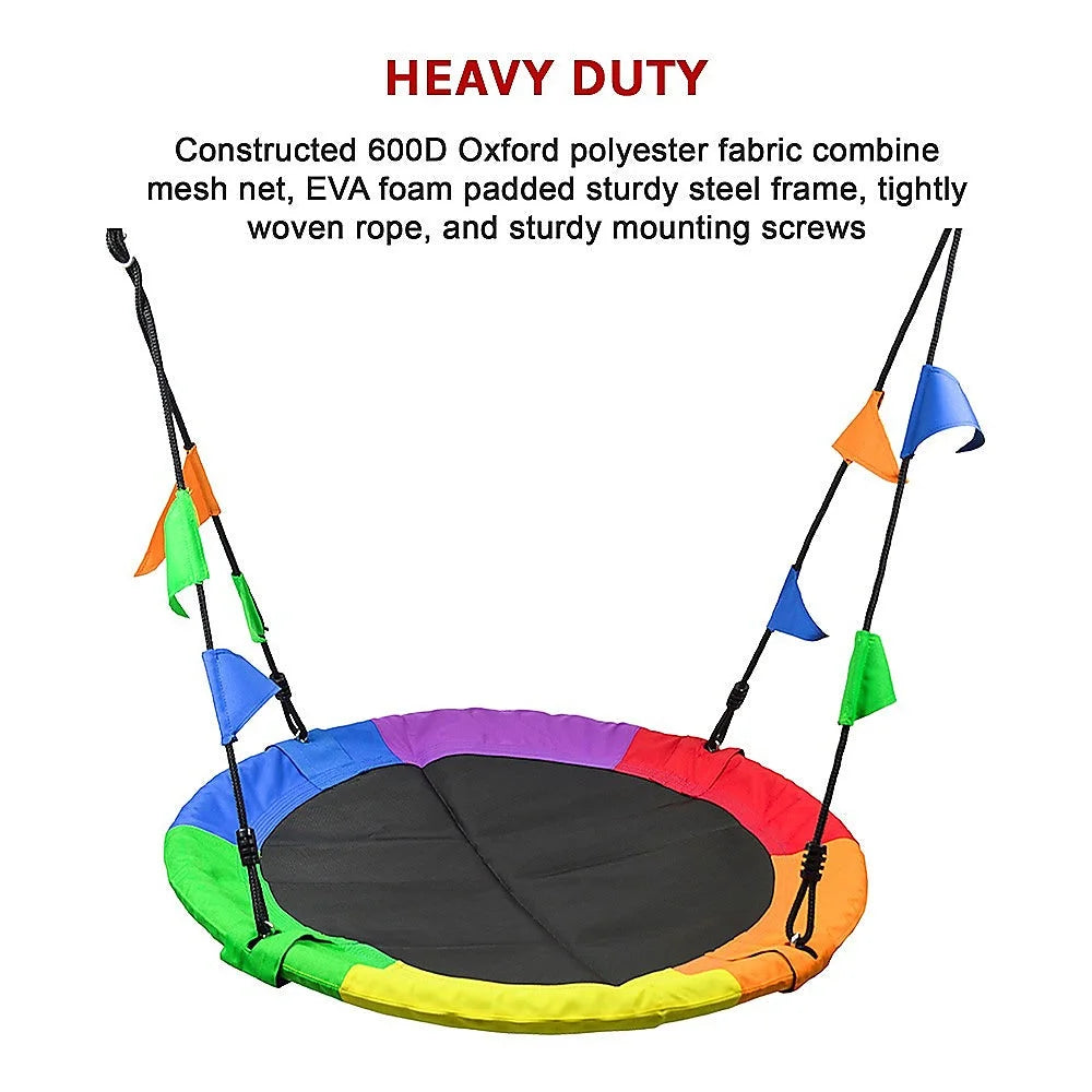 Tree Swing 1m Multi-Color Rainbow Round Mat Saucer Swing