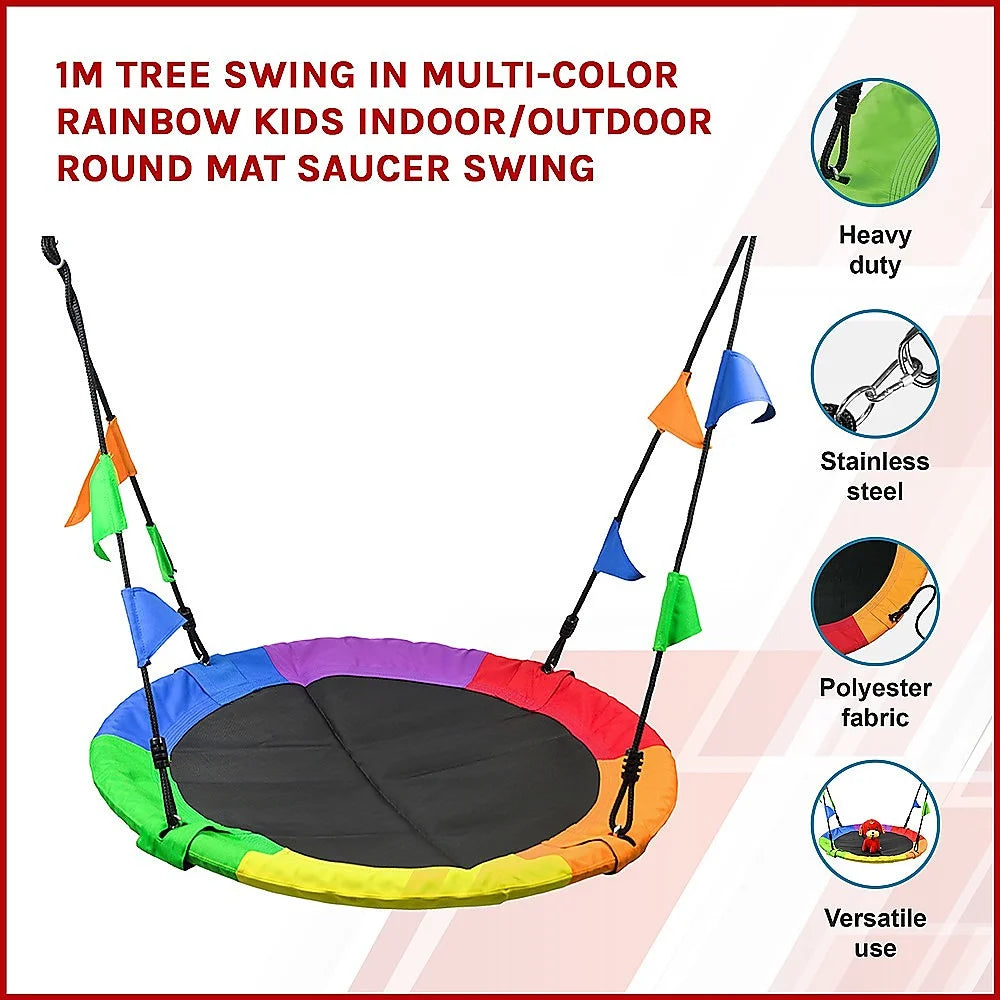 Tree Swing 1m Multi-Color Rainbow Round Mat Saucer Swing