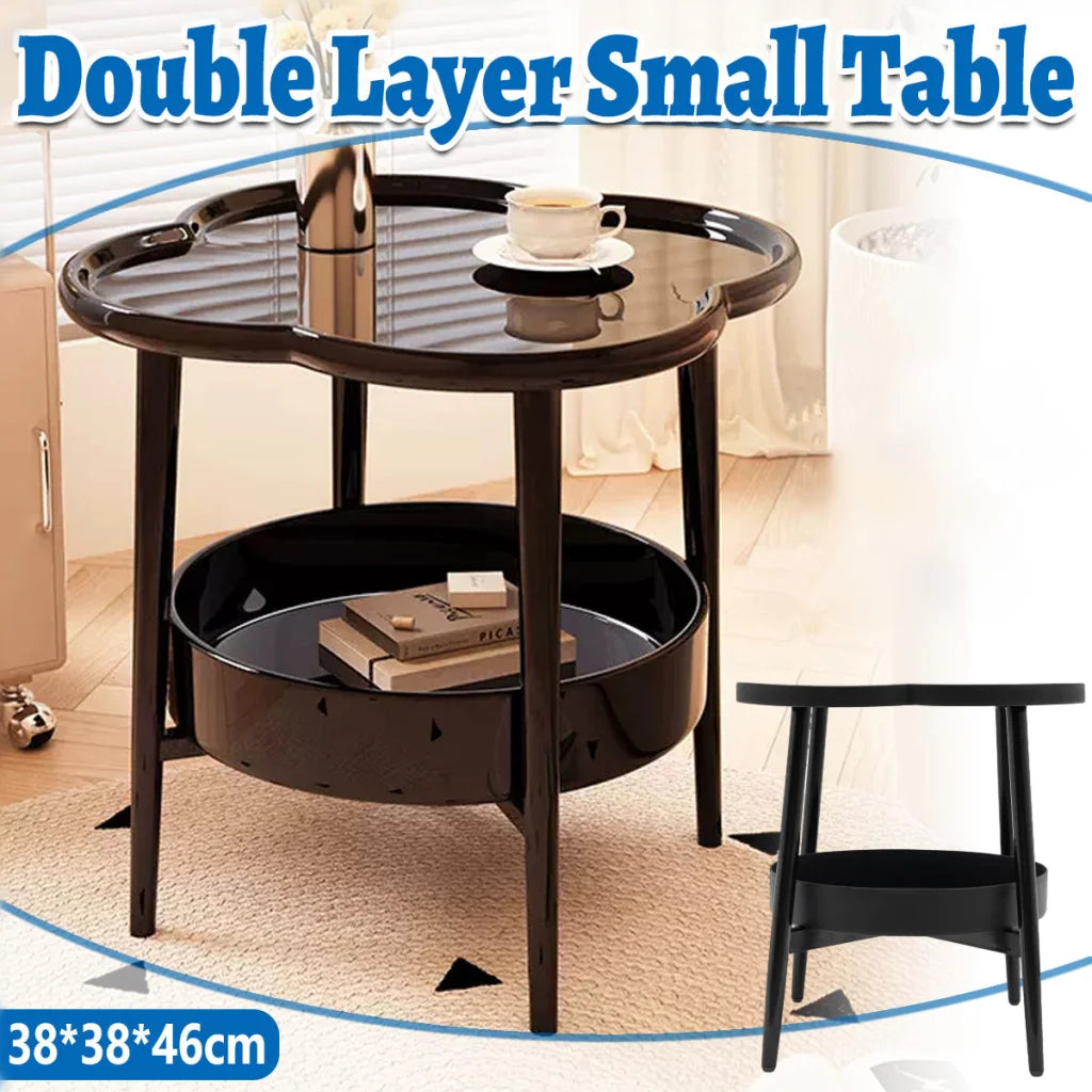 Trendy Black Round Coffee Side Table Modern Minimalist End