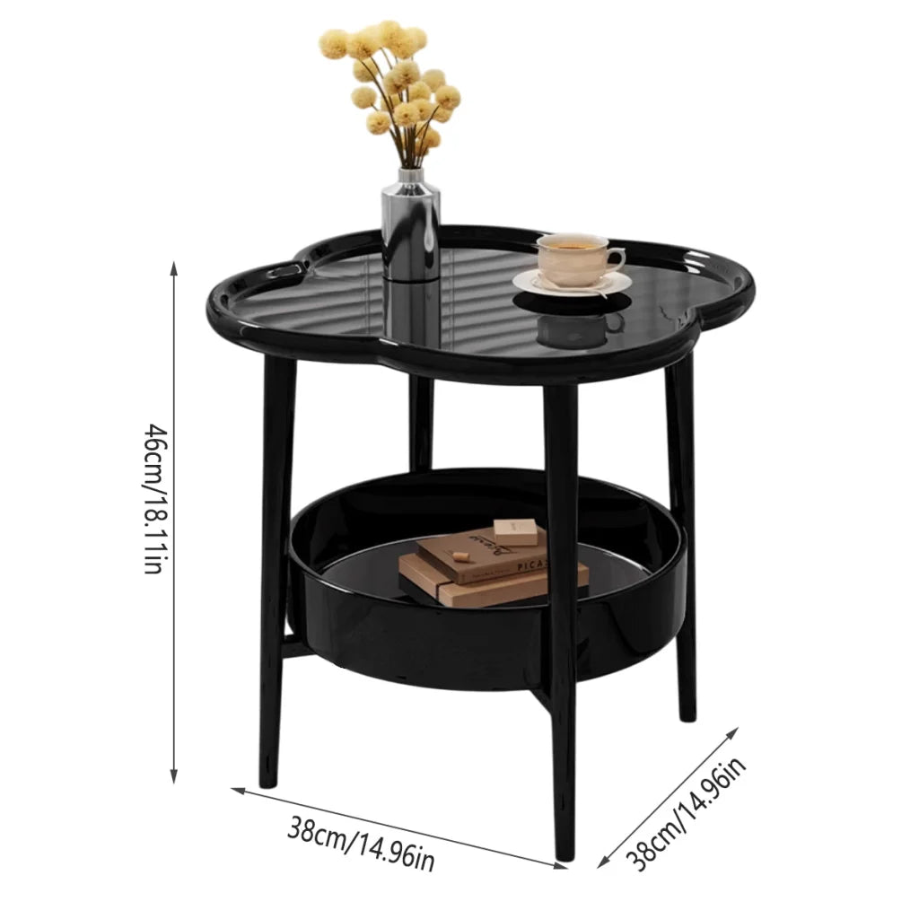 Trendy Black Round Coffee Side Table Modern Minimalist End