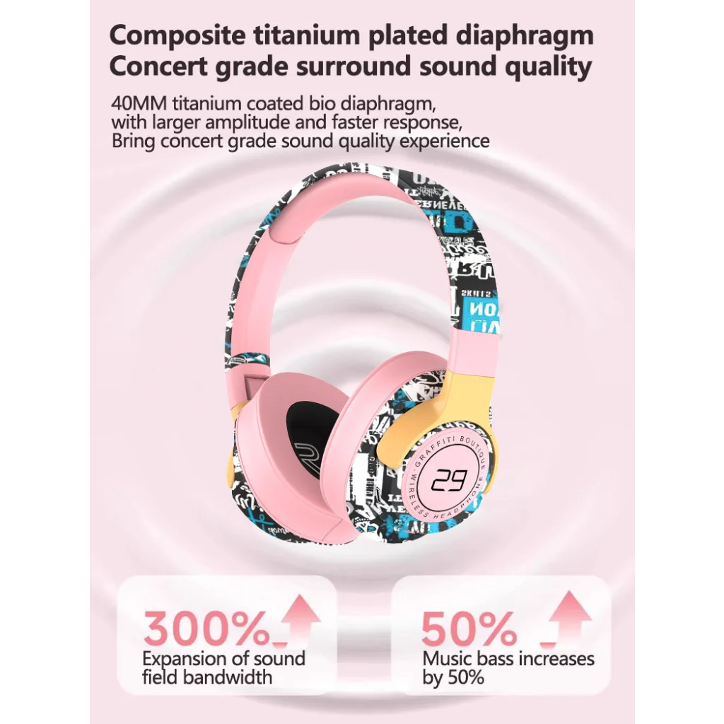 Trendy Graffiti Wireless Over-Ear Headphones - Bluetooth