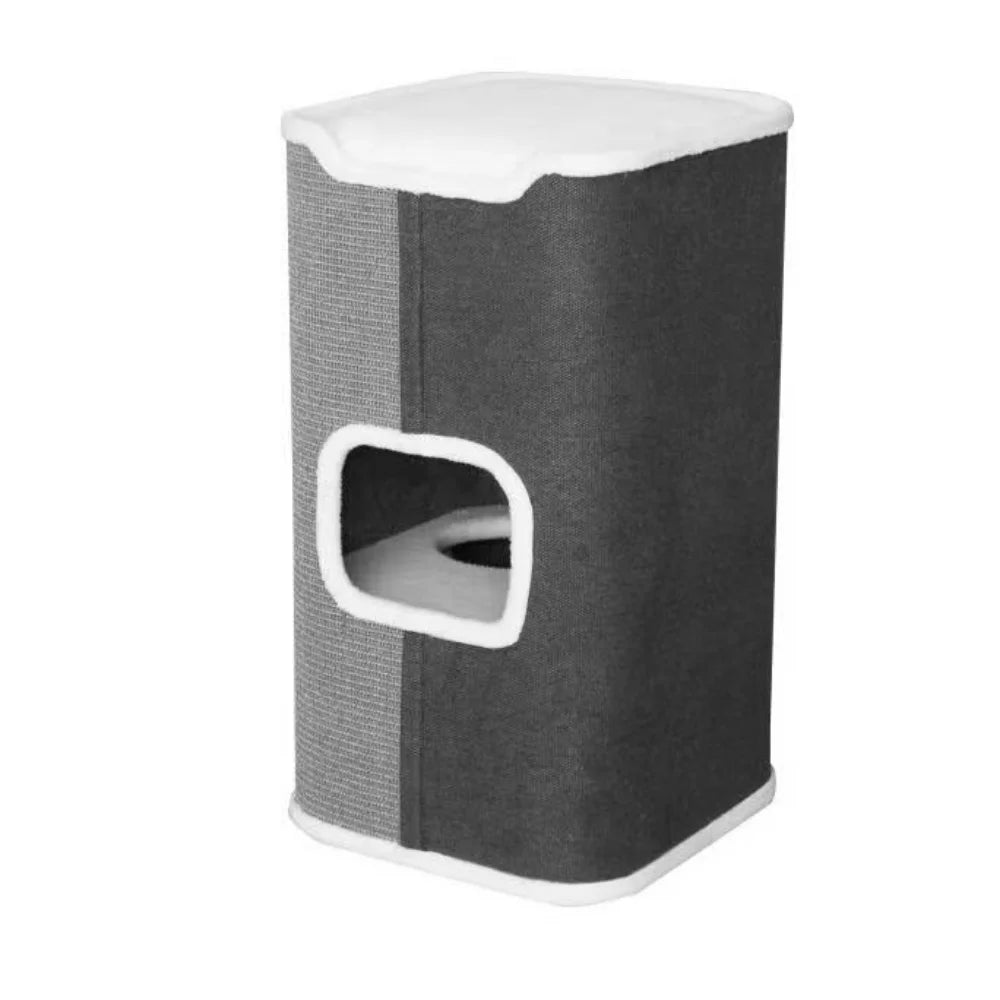 Tri-Level Square Cat Condo with Sherpa Lining - Pet Care