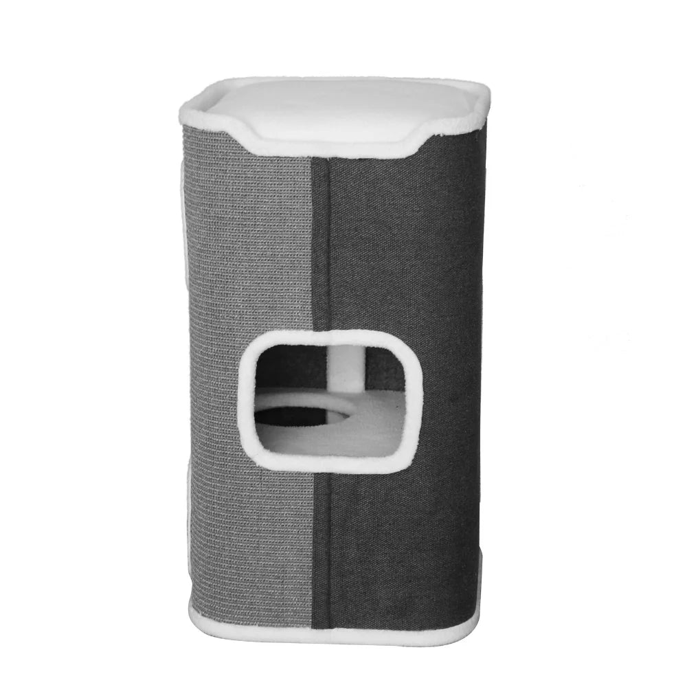 Tri-Level Square Cat Condo with Sherpa Lining - Pet Care