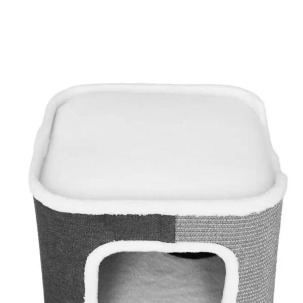 Tri-Level Square Cat Condo with Sherpa Lining - Pet Care