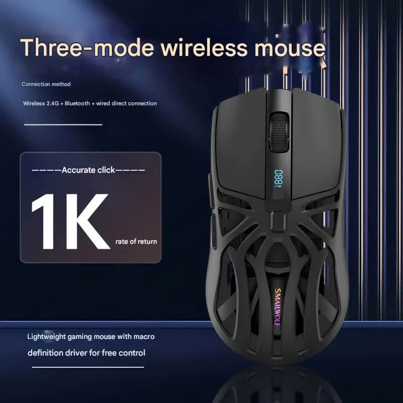 Tri-Mode Wireless Gaming Mouse - 1KHz Polling 10000 DPI