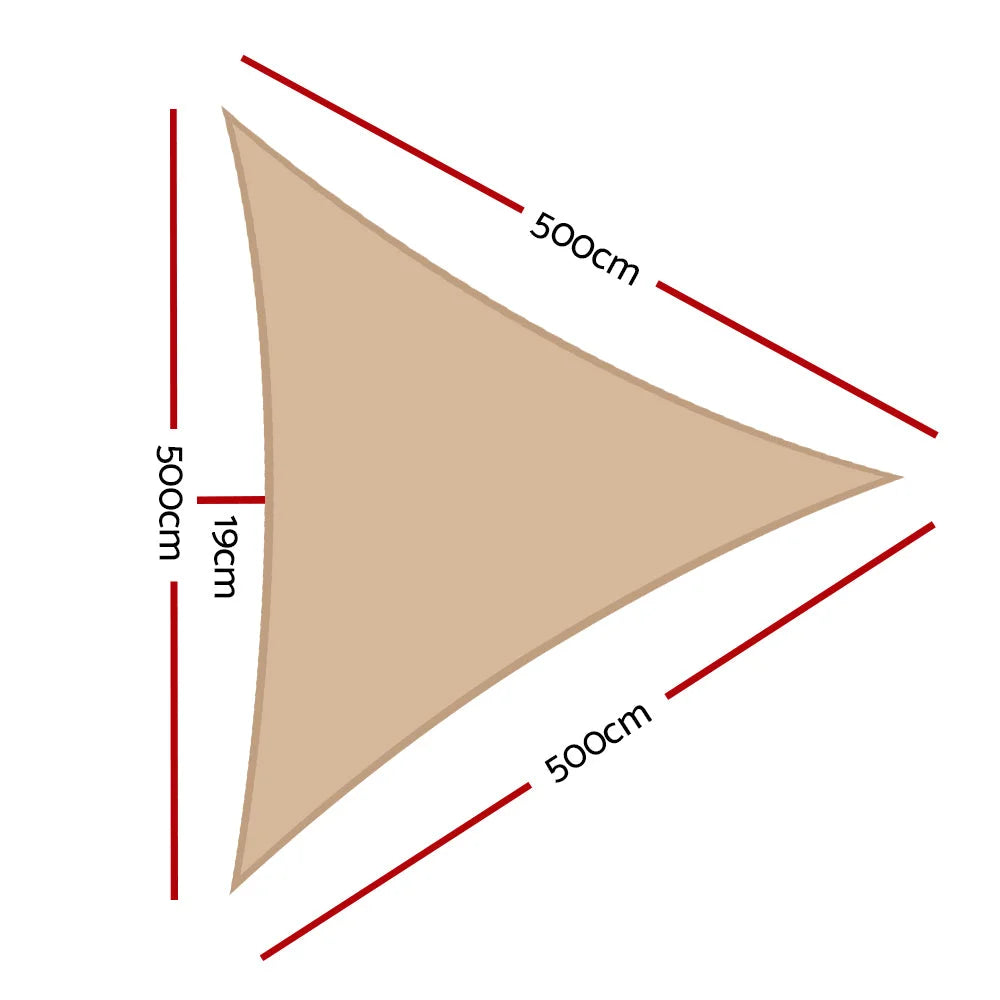 Triangle Shade Sail Cloth 5x5x5m Waterproof Sand Beige