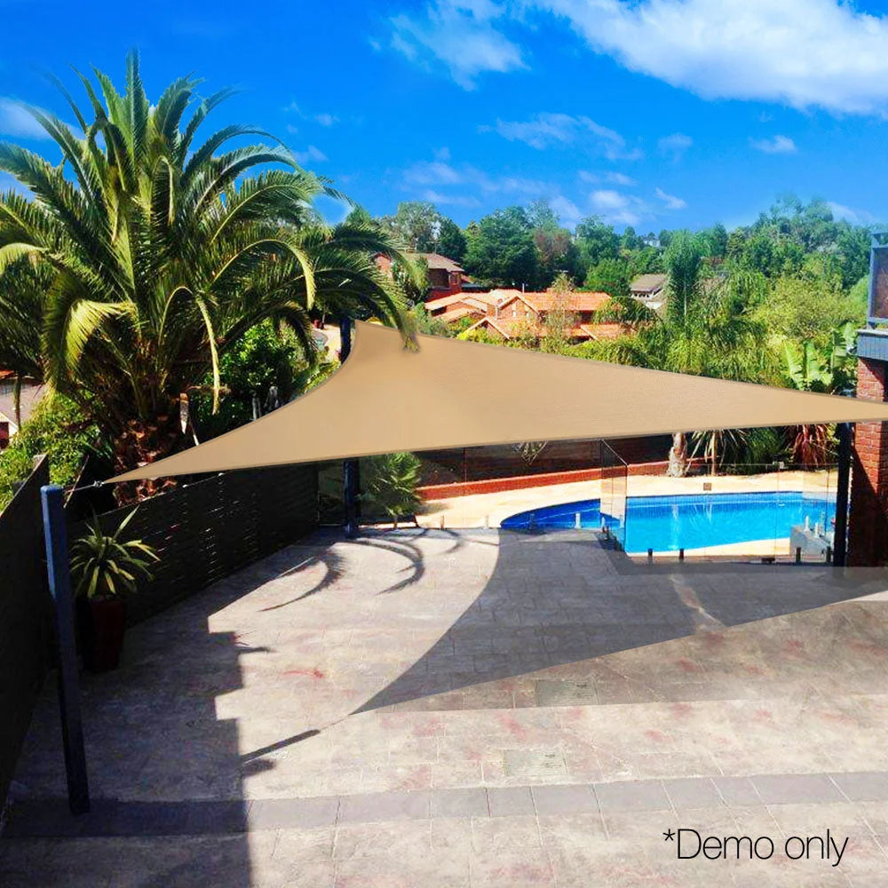 Triangle Shade Sail Cloth 5x5x5m Waterproof Sand Beige