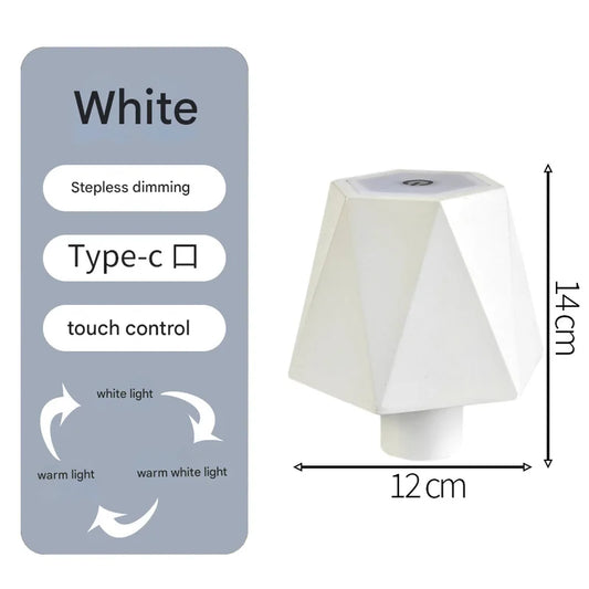 Triangular white Cordless LED Bottle Lamp - Rechargeable