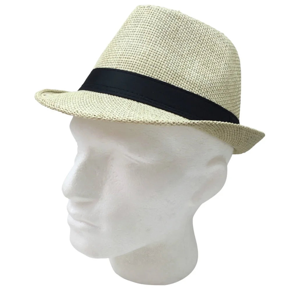 TRILBY HAT Fedora 100% Paper Straw Plain Party Costume