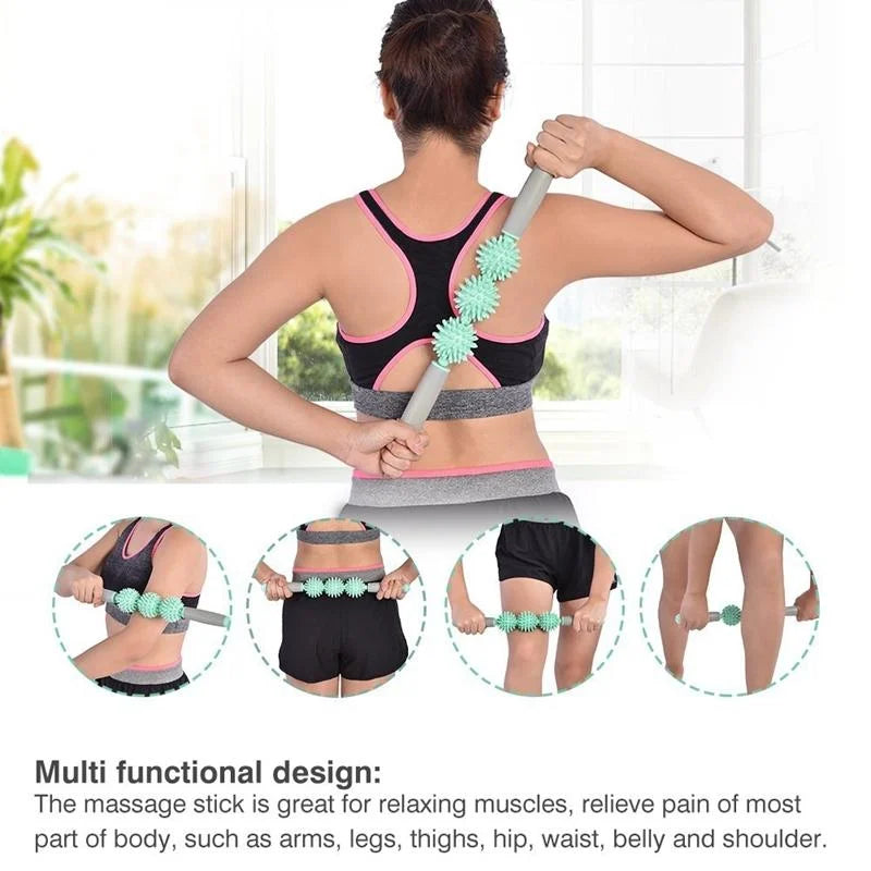 Triple Hedgehog Balls Massage Stick For Neck Leg And Hand