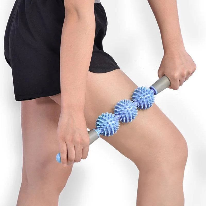 Triple Hedgehog Balls Massage Stick For Neck Leg And Hand