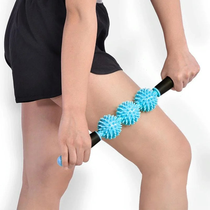 Triple Hedgehog Balls Massage Stick For Neck Leg And Hand