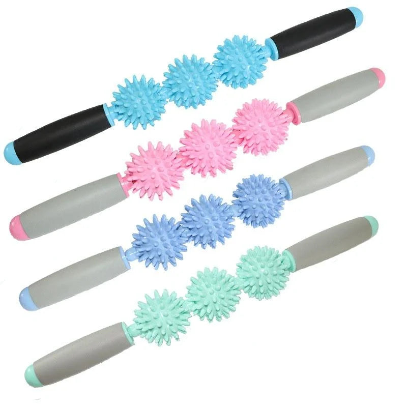 Triple Hedgehog Balls Massage Stick For Neck Leg And Hand