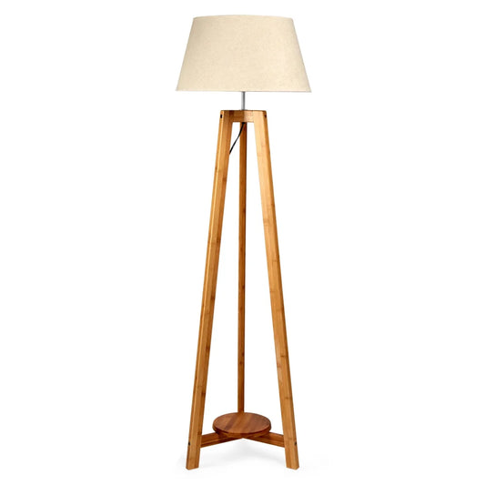 Tripod Floor Lamp 155cm Large Bamboo Wooden with Beige