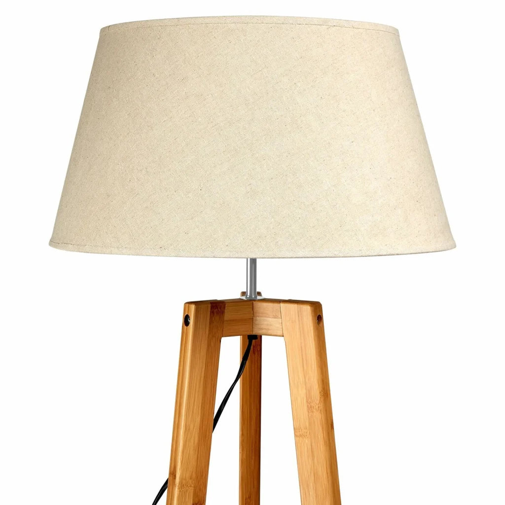 Tripod Floor Lamp 155cm Large Bamboo Wooden with Beige