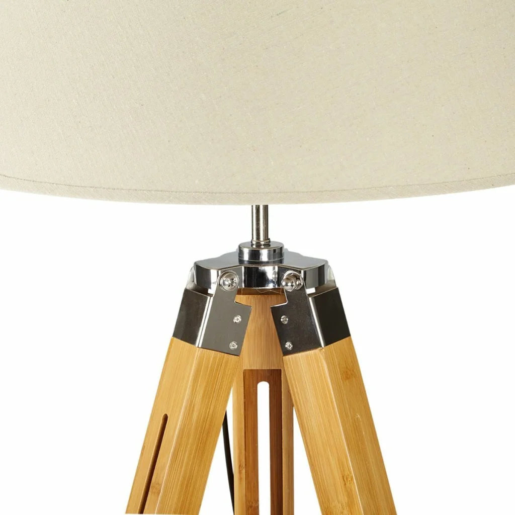 Tripod Floor Lamp Large Bamboo Shade Modern Vintage Wooden