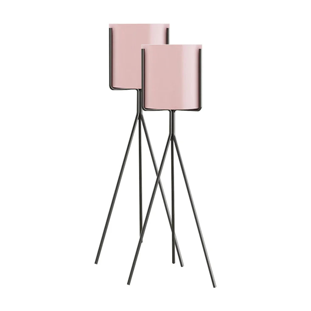 Tripod Flower Pot Plant Stand 2X 70cm with Pink Flowerpot Holder Rack Indoor Display
