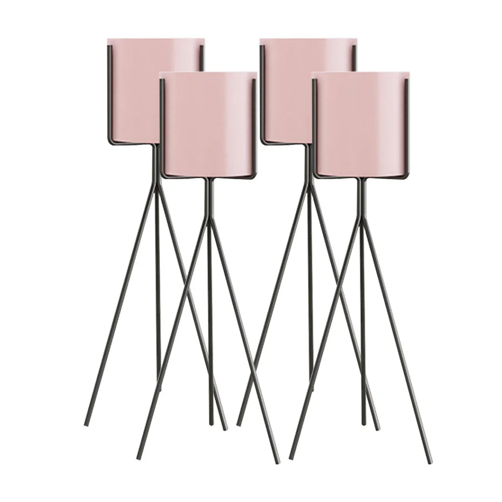 Tripod Flower Pot Plant Stand 4X 80cm with Pink Flowerpot Holder Rack Indoor Display