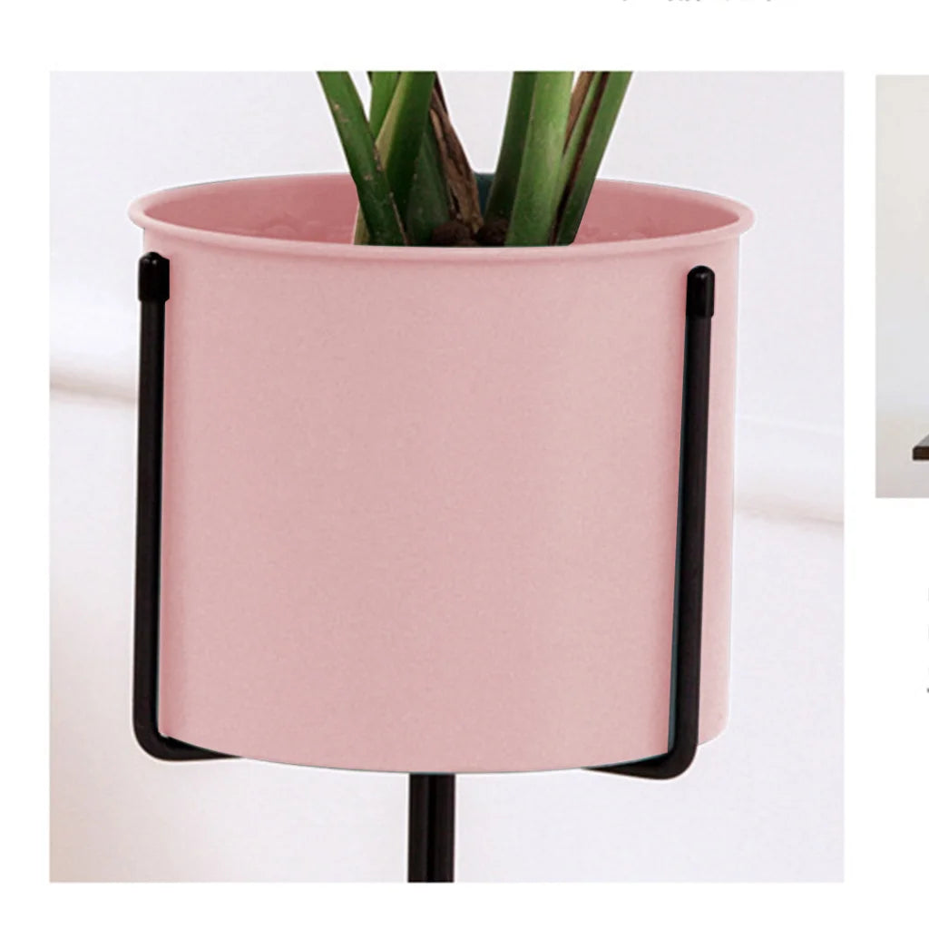 Tripod Flower Pot Plant Stand 70cm with Pink Flowerpot Holder Rack Indoor Display