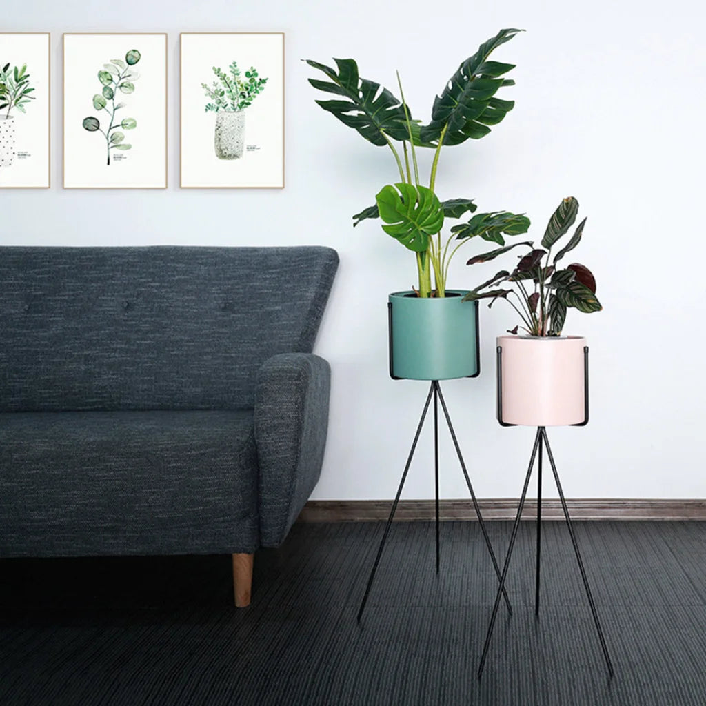Tripod Flower Pot Plant Stand 80cm with Pink Flowerpot Holder Rack Indoor Display