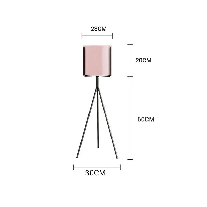 Tripod Flower Pot Plant Stand 80cm with Pink Flowerpot Holder Rack Indoor Display