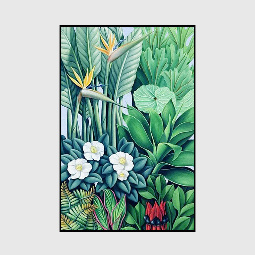 Tropical Plants Black Frame Canvas Wall Art 70cm x 100cm