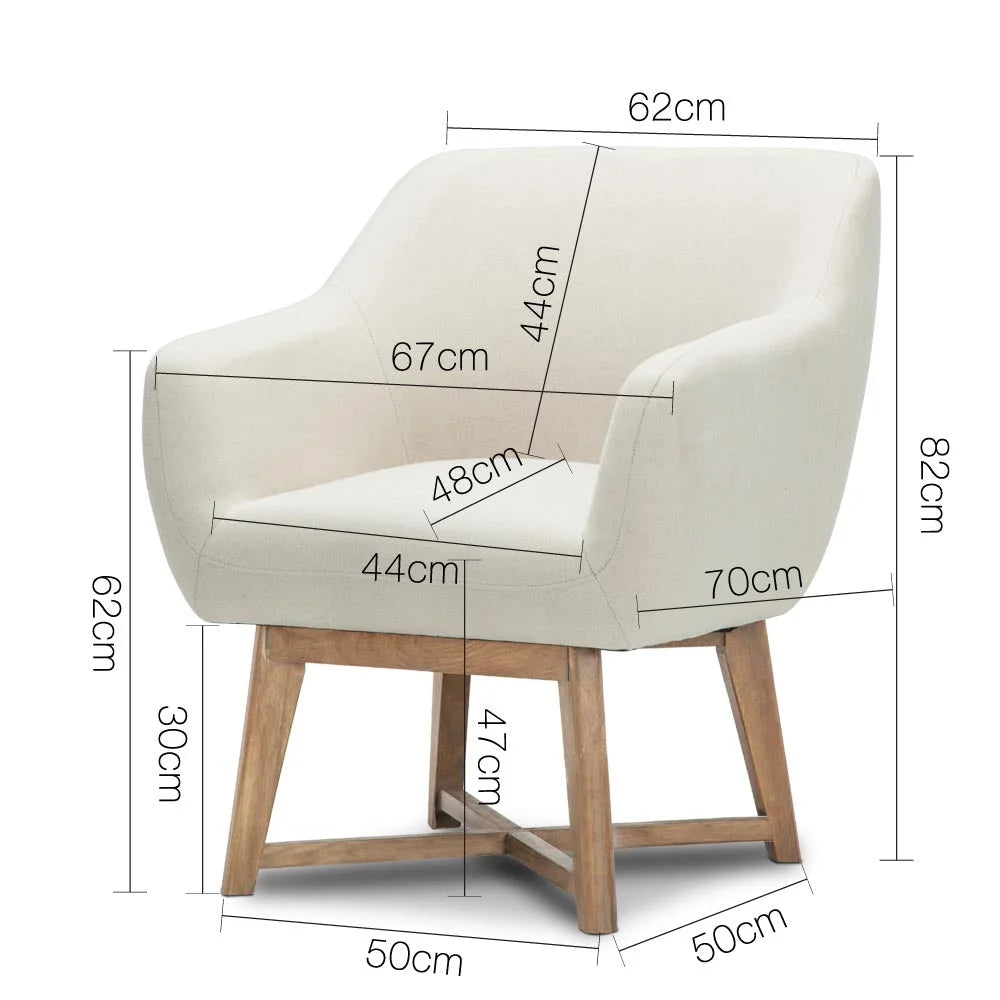 Tub Lounge Armchair Fabric Beige - Living Room