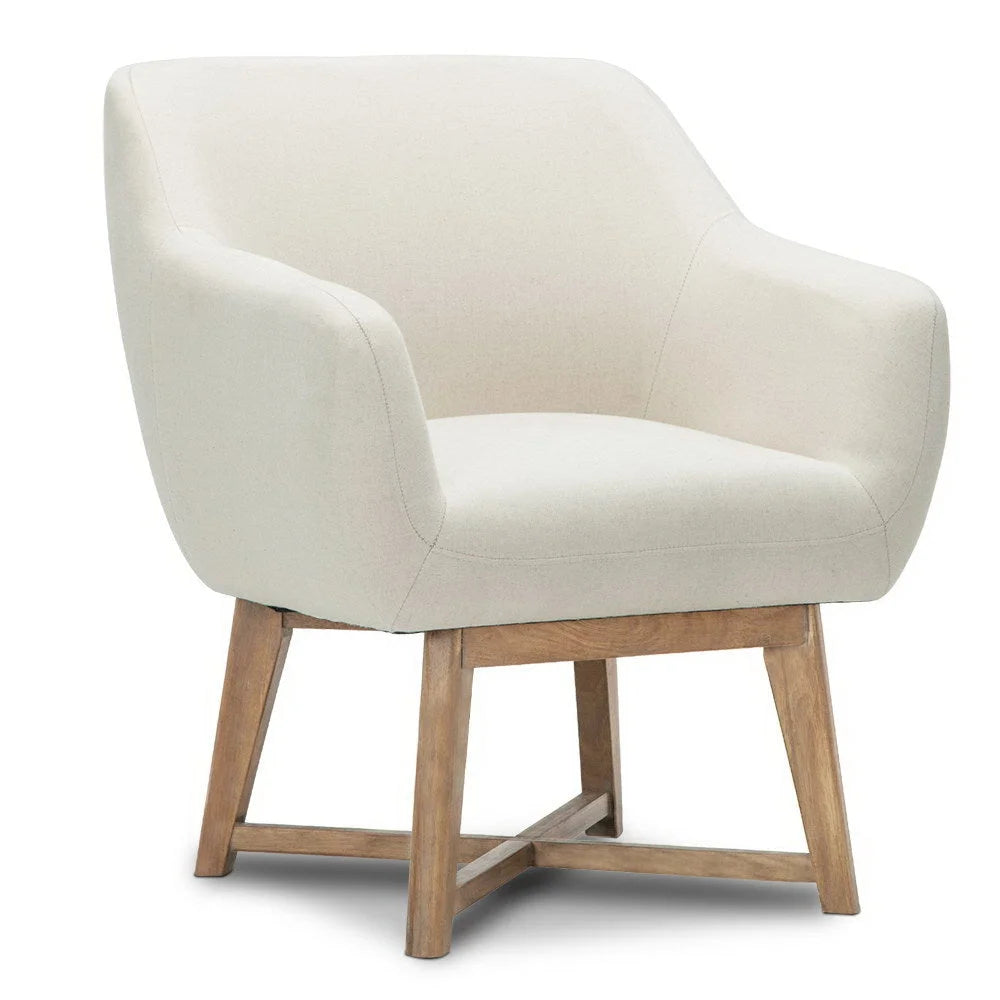 Tub Lounge Armchair Fabric Beige - Living Room