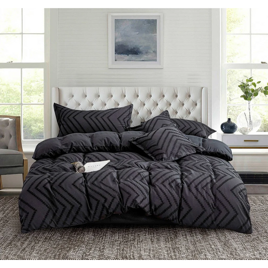 Tufted Boho Wave Jacquard Duvet Quilt Cover Set King Size