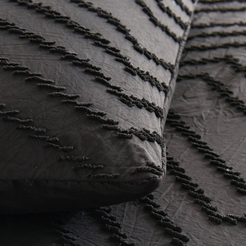 Tufted Boho Wave Jacquard Duvet Quilt Cover Set Queen Size