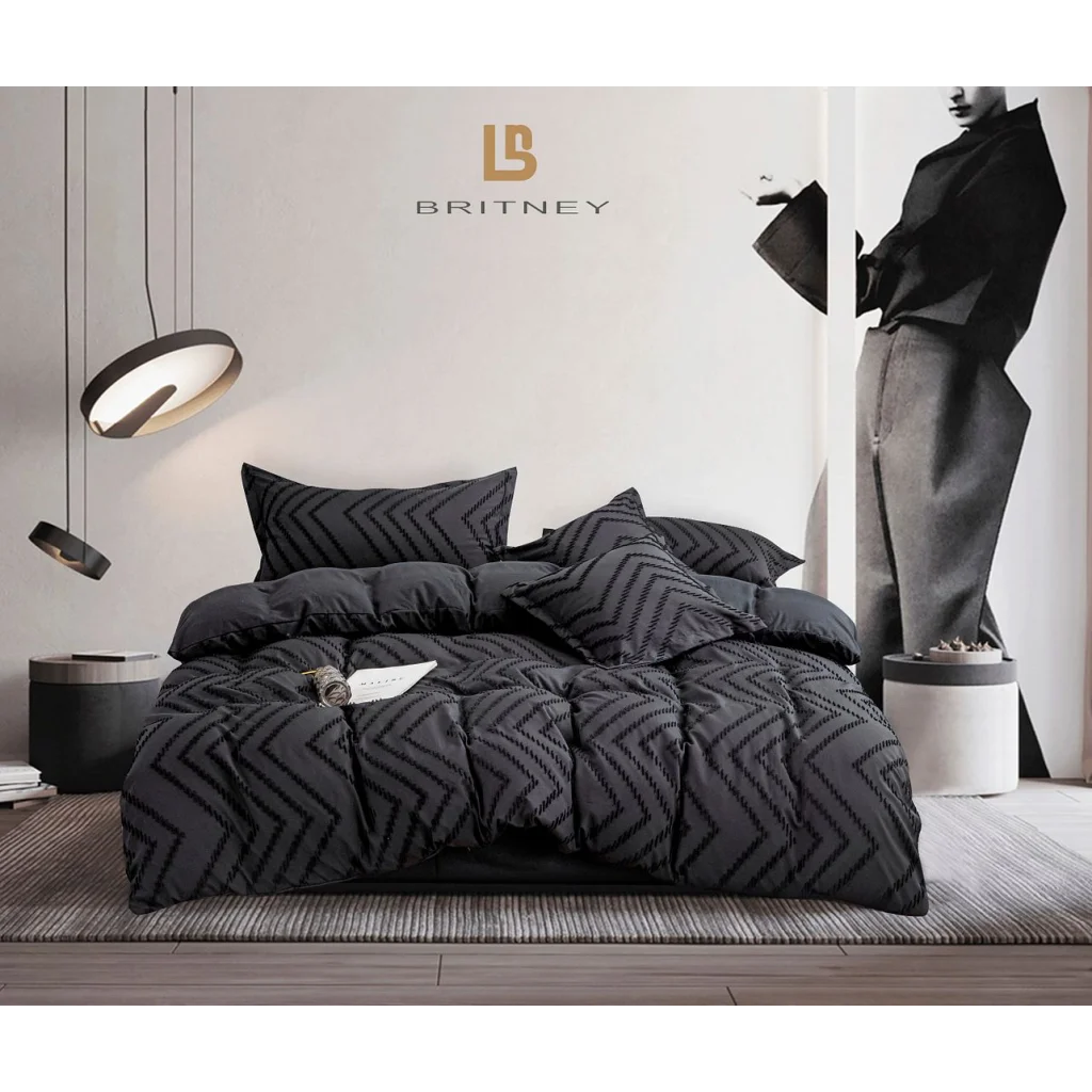 Tufted Boho Wave Jacquard Duvet Quilt Cover Set Queen Size