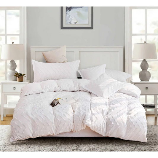 Tufted Boho Wave Jacquard Duvet Quilt Cover Set Queen Size