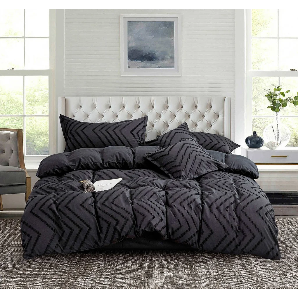 Tufted Boho Wave Jacquard Duvet Quilt Cover Set Super King