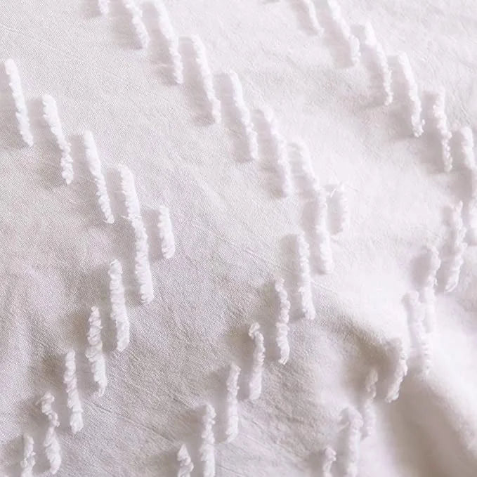 Tufted Boho Wave Jacquard Duvet Quilt Cover Set Super King