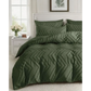 Tufted Boho Wave Jacquard Quilt Cover Set Dark Green