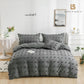 Tufted Dot Jacquard Duvet Quilt Cover Set Queen Size Grey