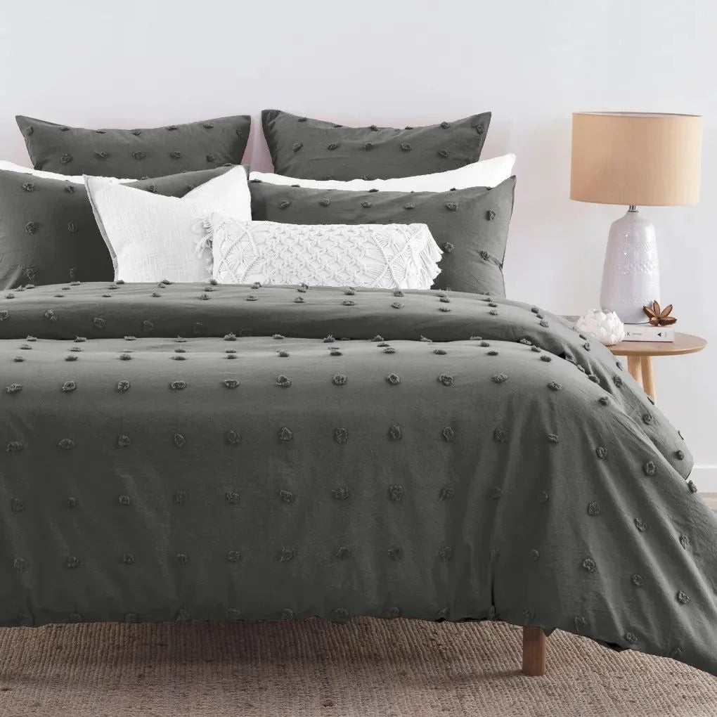 Tufted Dot Jacquard Duvet Quilt Cover Set Super King Size