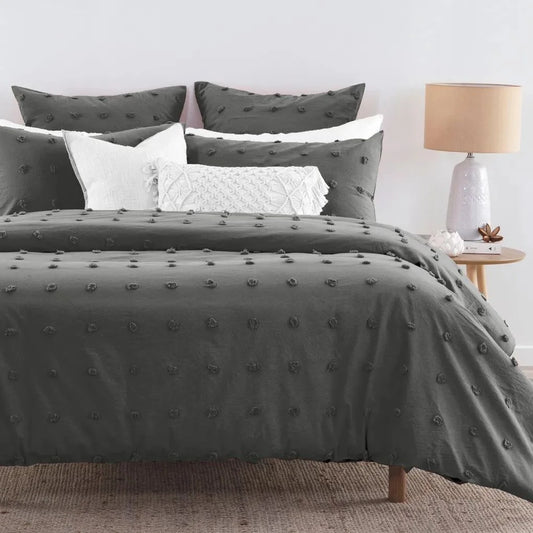 Tufted Dot Jacquard Duvet Quilt Cover Set Super King Size